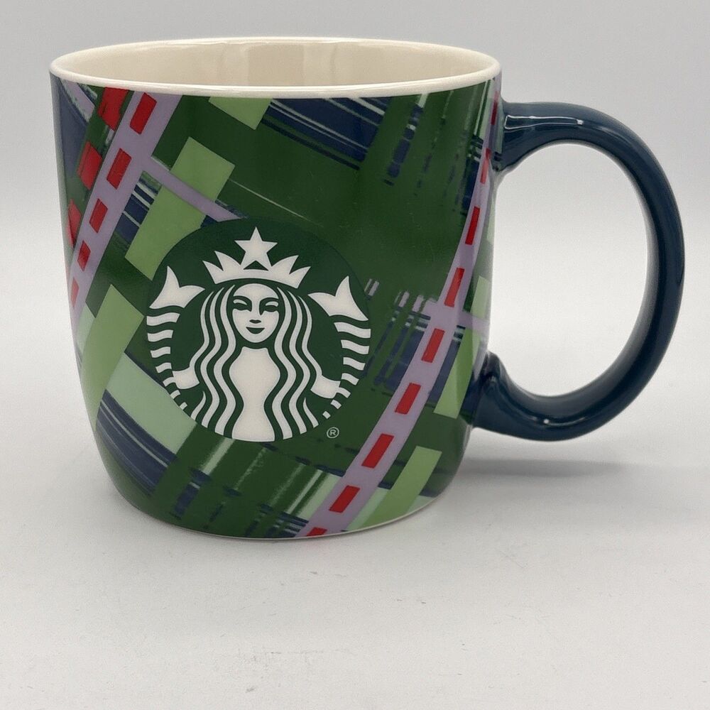 Starbucks 2020 Holiday Christmas Multi-CLR Plaid Ceramic Coffee Mug 18oz Tea Cup